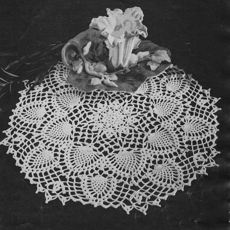 Crocheted Pineapple Round Doily